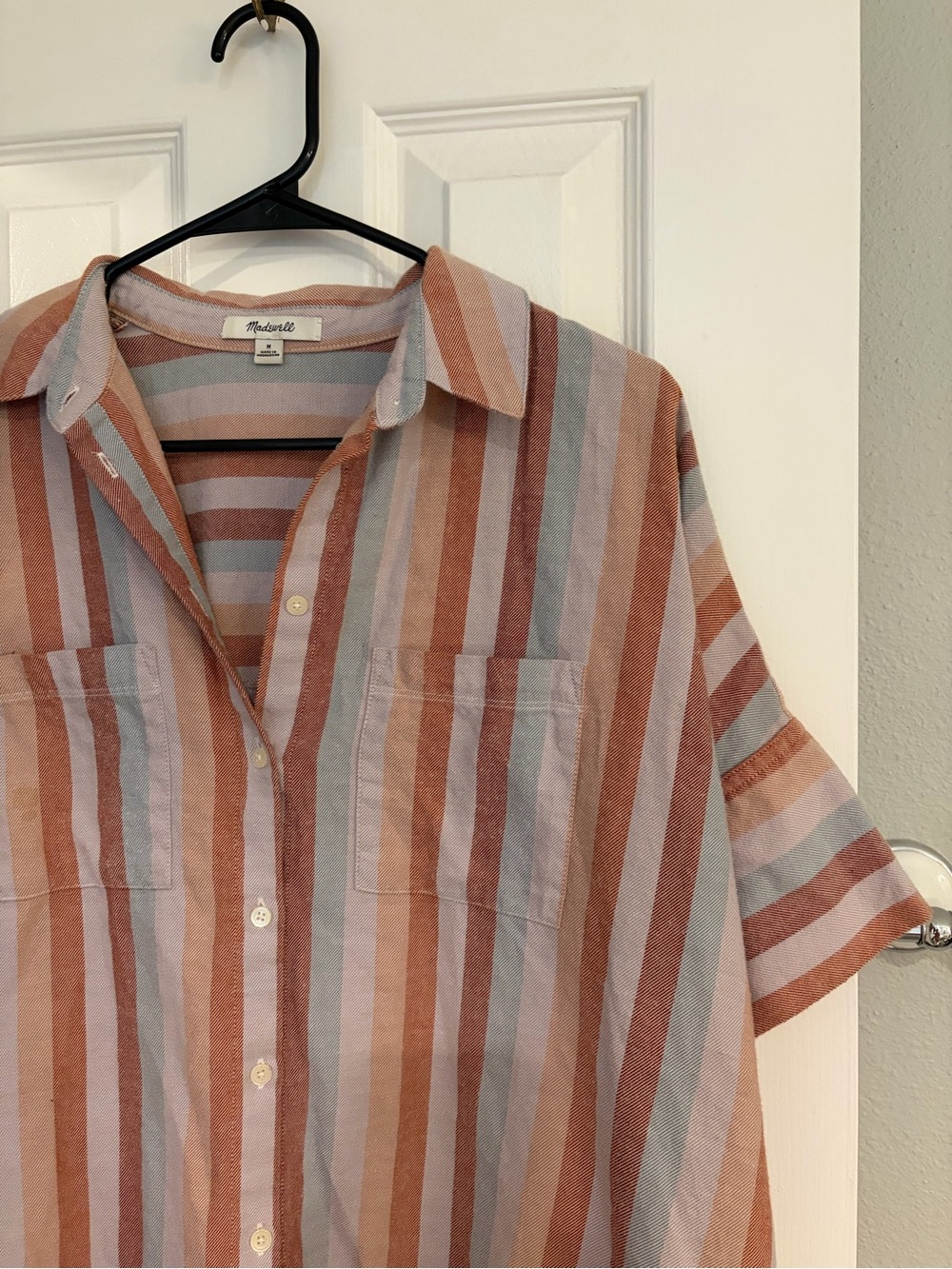 Madewell Central Shirt Rainbow Stripe Oversized Button Down Medium - Picture 2 of 7